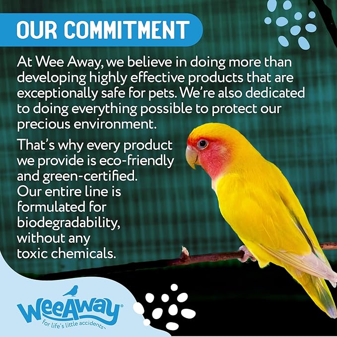 Wee Away Bird Cage Cleaner for Small Cages, Droppings Remover, Enzyme Cleaning Spray for Perches, Feeders, and Walls, Unscented, 16 fl oz