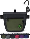 Gobeigo Dog Treat Pouch and Training Clicker, Upgrade Two Magnetic Closure to Prevent Spills, 2 Cup Treat Bag with Poop Bag Dispenser, Metal Clip Waist Belt Fanny Pack for Pet Walk (Black/Army Green)