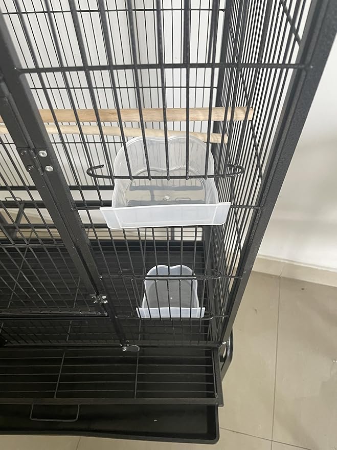 54" Bird Flight Cage, Metal Bird Cage with Wheels, Rolling Stand, Bird Feeder, Slide-Out Tray & Wooden Perches, Standing Large Parrot Cage for Parakeets Cockatiels Conures Budgies Macaws Pigeons Finch