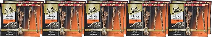 Sheba Meaty Tender Sticks Chicken Cat Treats,Chicken Flavor,Cat Snacks,0.14 oz.,(100 Sticks Total),5 Count (Pack of 20)