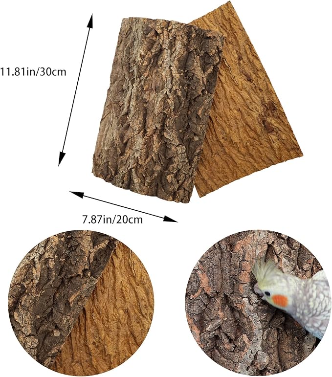 2 Pack 12 x 8 Inch 100% Natural Cork Perch, Bird Cork Seat Boards, Birdcage Bark Decor Accessories for Birds Parakeets Budgie Parrot Cockatiel Hamster Guinea Pig Rat