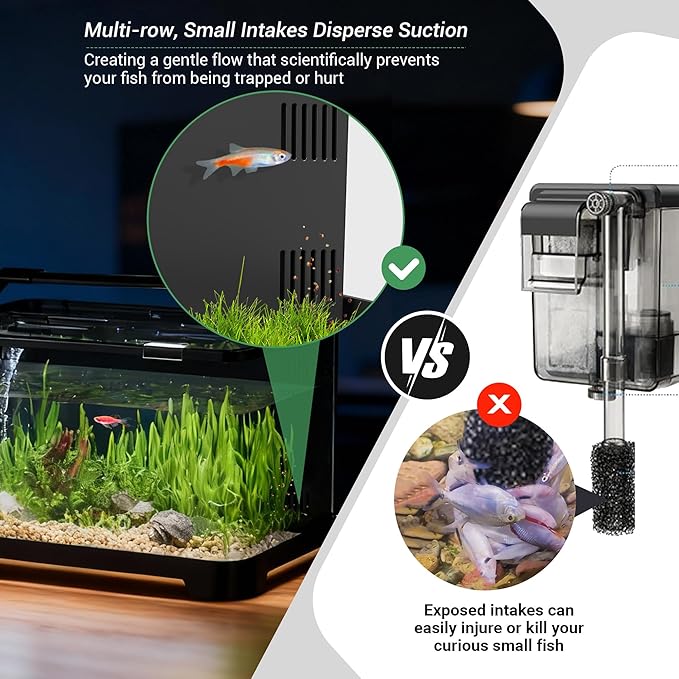 3.5 Gallon Aquarium Starter Kits, Betta Fish Tank with Heater, Digital Thermometer, Aquarium Light with Timer, Hidden Filtration System and Water Changer Kit, Self Cleaning Fish Tank for Nano Fish