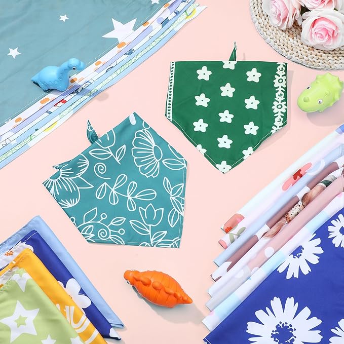 100 Pcs Boho Dog Bandanas Bulk Pet Bibs Colorful Triangle Scarf Boho Pet Bandanas for Medium Large Dogs Spring Summer Birthday Costume Decoration