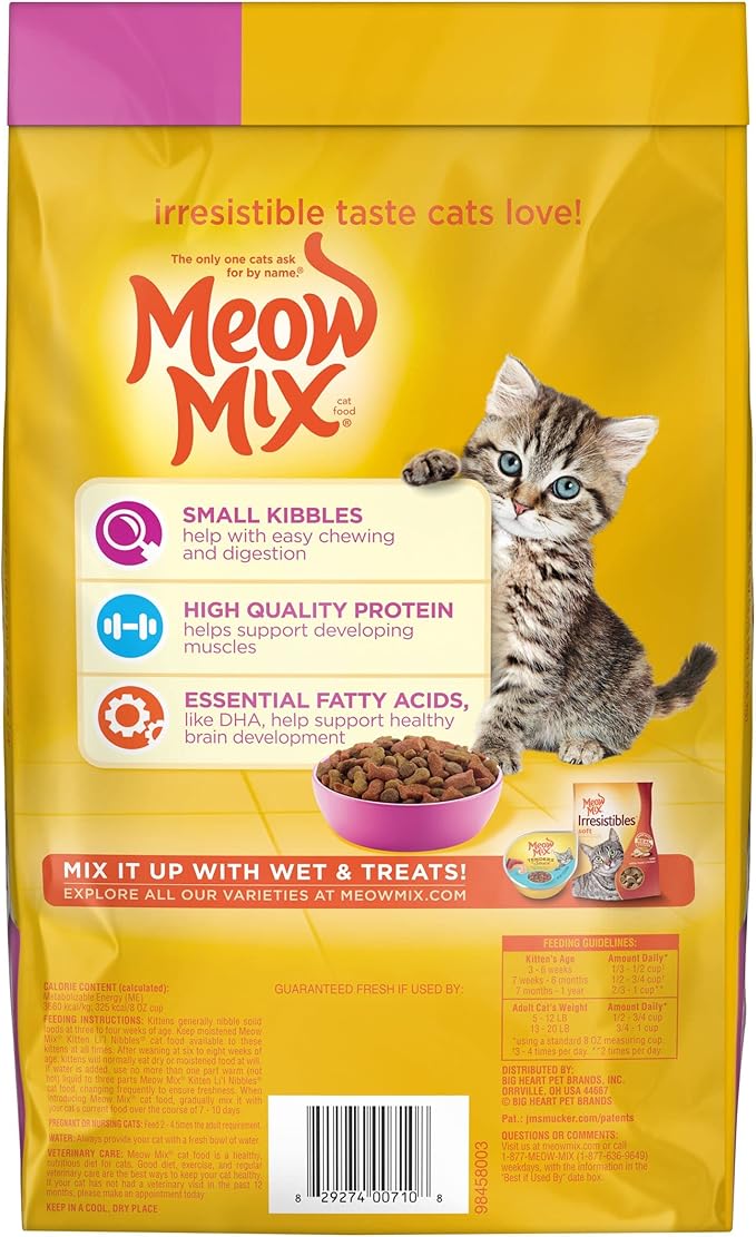 Meow Mix Kitten Li'L Nibbles Dry Cat Food,3.15 Pound Bag,(Pack of 8)