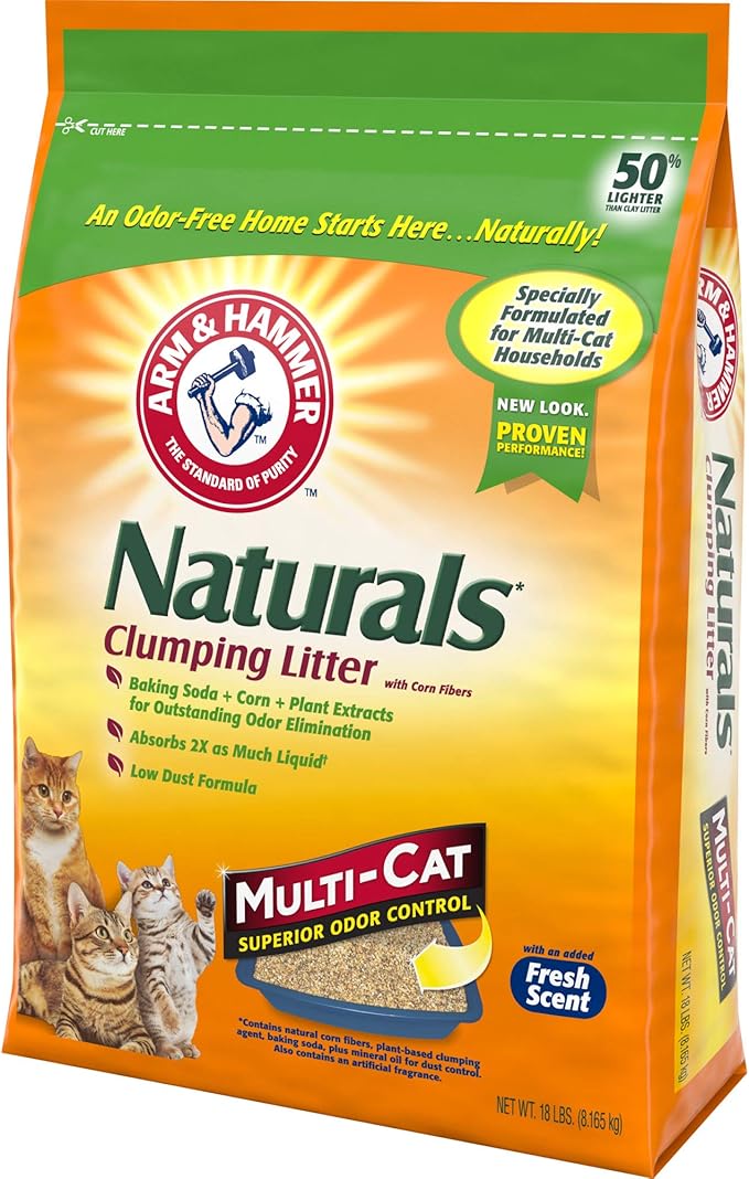 ARM & HAMMER Naturals Clumping Cat , Litter Odor Control, Multi Cat Litter, 18 lb. Bag