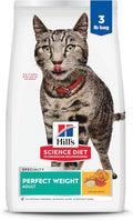 Hill's Science Diet Perfect Weight, Adult 1-6, Weight Management Support, Dry Cat Food, Chicken Recipe, 3 lb Bag