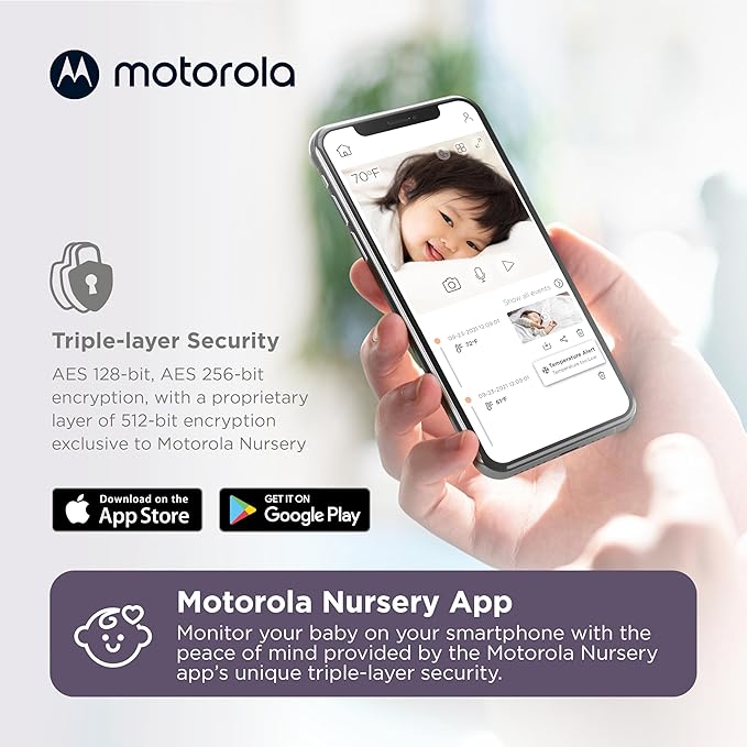 Motorola Nursery WiFi Baby Monitor with Camera, 5" Screen, Wall Mount, Long Range, 2-Way Audio, Temperature Sensor, Motorized, Lullabies, PIP1610 HD Connect