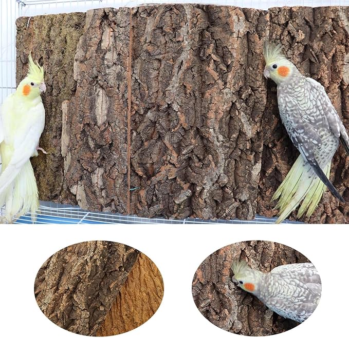2 Pack 22 x 14 Inch 100% Natural Cork Perch, Bird Cork Seat Boards, Birdcage Bark Decor Accessories Toy for Birds Parakeets Budgie Parrot Cockatiel Hamster Guinea Pig Rat
