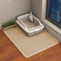 HCY&WLD 2-Pack Cat Litter Mat, Double Layer Honeycomb Waterproof Urine Proof Non-slip Litter Trapping Mat, Less Waste, Easy to Clean Cat Litter Box Mat, Kitty Indoor Supplies (Khaki, 30x22 Inches)