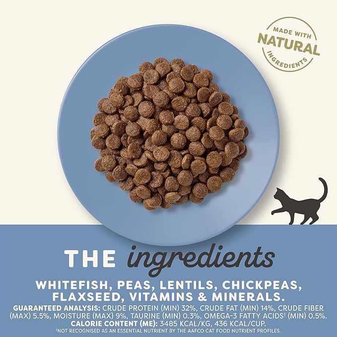 Applaws Complete Dry Cat Food, Grain-Free, Limited Ingredient with Added Vitamins & Minerals, Protein, Supports Digestion, Whitefish (4 Pound Bag)