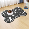 Dog Cat Food Mat,Rapid Absorbent Pet Feeding Mat, Bone Shaped Dog Placemat Water Bowl Mat with Rubber Backing,No Stains Dog Cat Food Mats Indoor, Pet Accessories Supplies 17"×29" Black