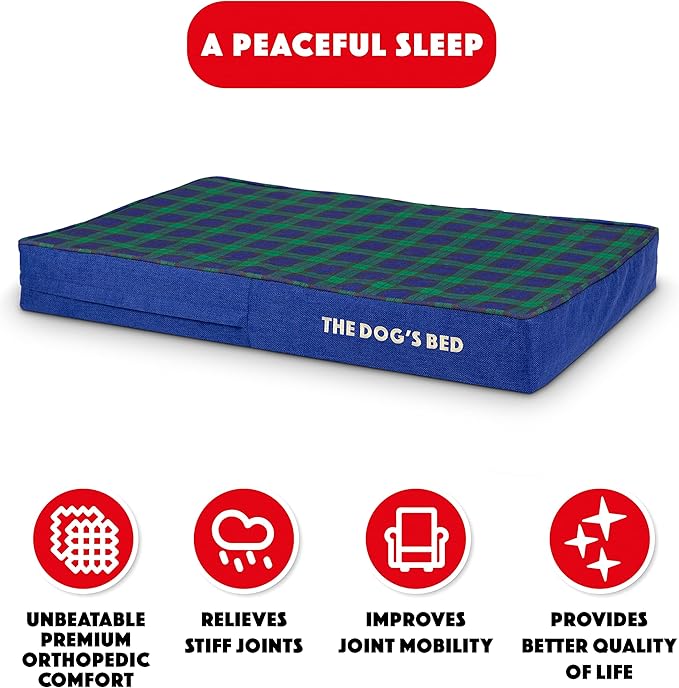The Dog’s Bed Orthopedic Memory Foam Dog Bed Mattress, Oxford Fabric, Black Watch Tartan, Medium, 4 Inch