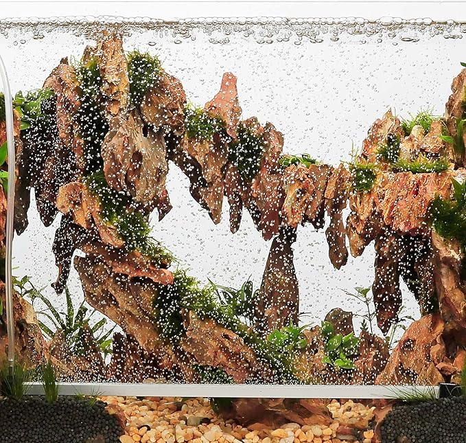 hygger Bubble Curtain Wall Aquarium Air Stone Kit, Fish Tank Air Bubbler Dissolved Oxygen Aerator Stone with Air Tubing Diffuser Fish Tank Decoration for Saltwater Freshwater 16-in