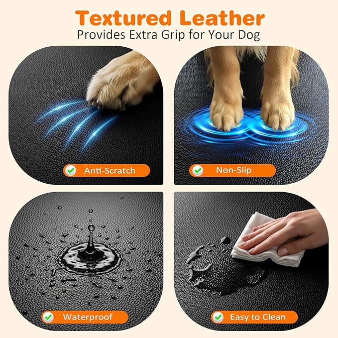 URPOWER PU Leather Backseat Extender for Dogs, Hard Bottom Dog Car Seat Cover for Back Seat, Waterproof Dog Car Hammock Anti-Scratch Pet Rear Seat Protector Travel Bed for Car, SUV, and Small Truck