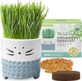 The Cat Ladies Cat Grass for Indoor Cats, Cat Grass Growing Kit with Organic Cat Grass Seed Mix, Soil and Ceramic Cat Planter, Pet Grass for Cats, Natural Hairball Remedy, Cat Gifts