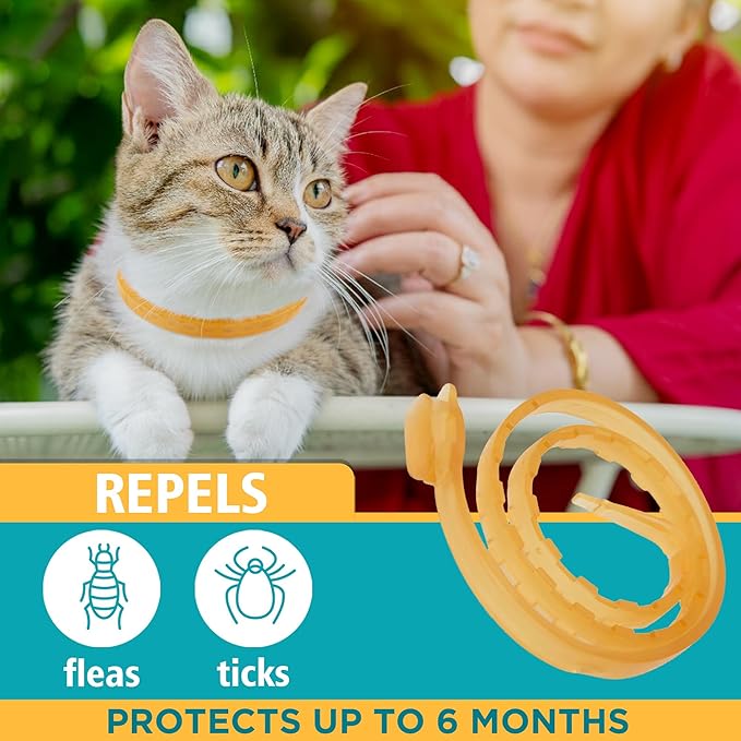 Only Natural Pet EasyDefense Flea & Tick Cat Collar - Feline Flea Collars Biting Insect Control - Pet Care That Protects up to 3 Months - for Cats (2 Pack)