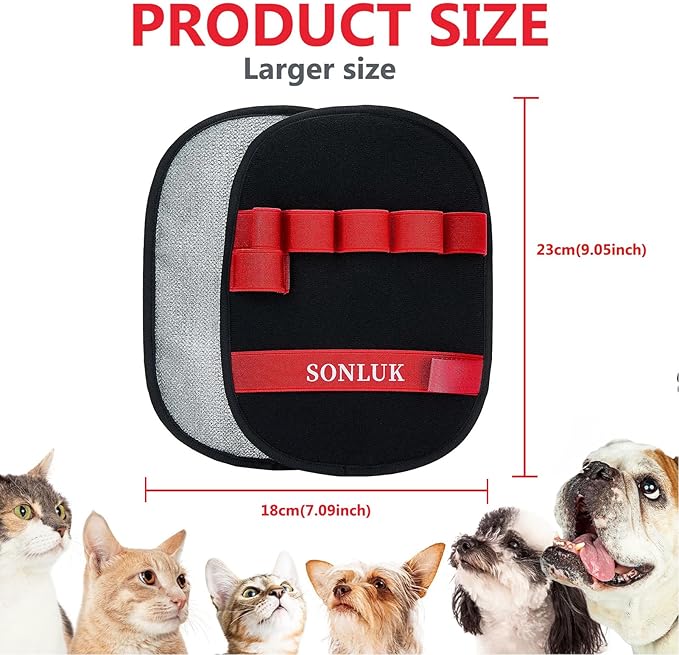 2PCS Pet Hair Removal Glove for Dogs&Cats,Upgraded 5-Finger Electrostatic Magic Brush Hair Remover,Reusable Pet Hair Remover Glove for Laundry,Sofa Gaps and Car Seats(Red)