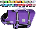 VIVAGLORY Rip Stop Dog Life Vest, Swimming Vest with Handle, Buoyancy for Doggy Puppy, Dog Life Jacket for Swimming & Boating, L, Purple