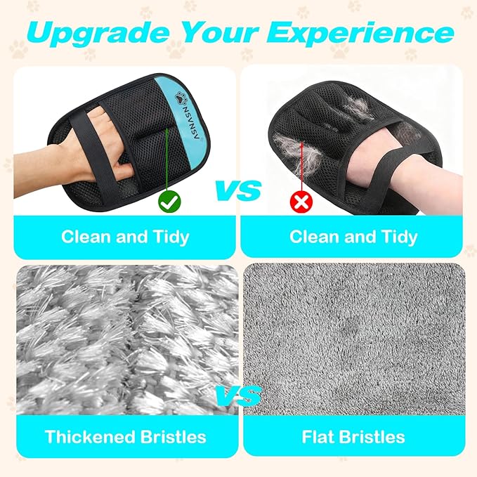 Pet Hair Removal Glove for Dog and Cat, Reusable Pet Hair Remover, Magic Brush Pet Hair Removal Tool, Pet Grooming Gloves for Couch, Clothing, Carpet, Furniture, Car Seats, Blue, 1pcs