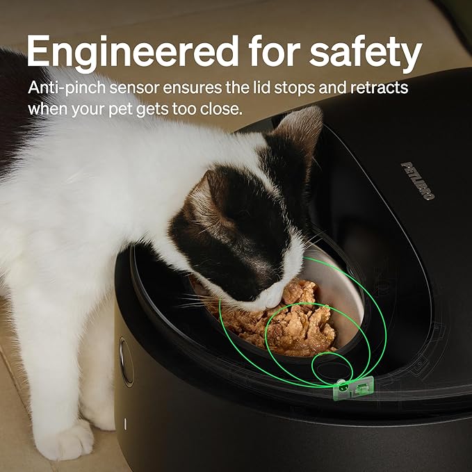 PETLIBRO Automatic Wet Food Cat Feeder with Semiconductor Cooling, Refrigerated Cat Feeder for 3 Fresh Meals in 3 Days, App-Controlled Pet Food Dispenser, Stainless Steel Bowl, Easy to Clean，Black