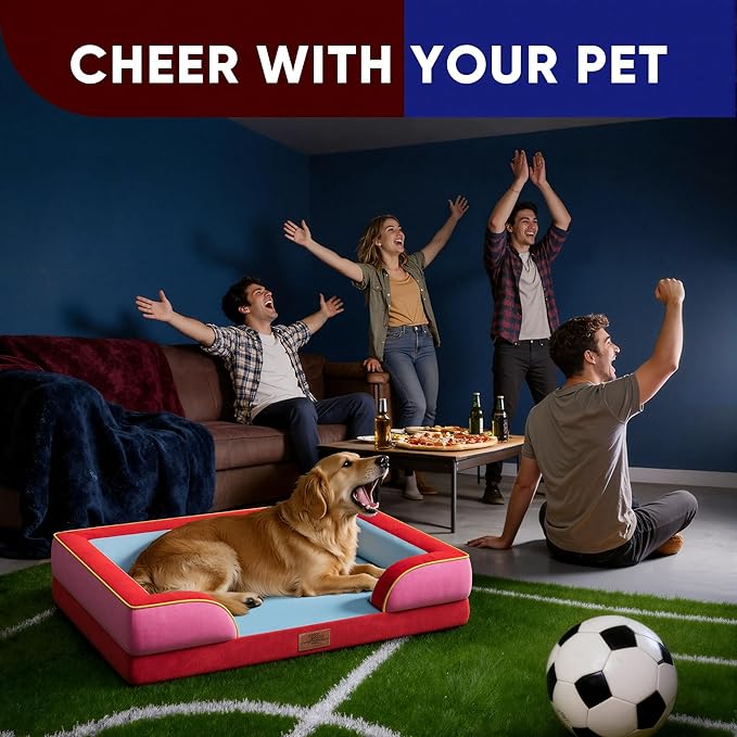 Comfort Expression Orthopedic Dog Bed for Extra Large Dogs 42x30 Inch, Waterproof Egg Crate Foam XL Pet Bed with Removable Bolsters, Dog Couch with Washable Cover & Non-Slip Bottom, Los Angeles