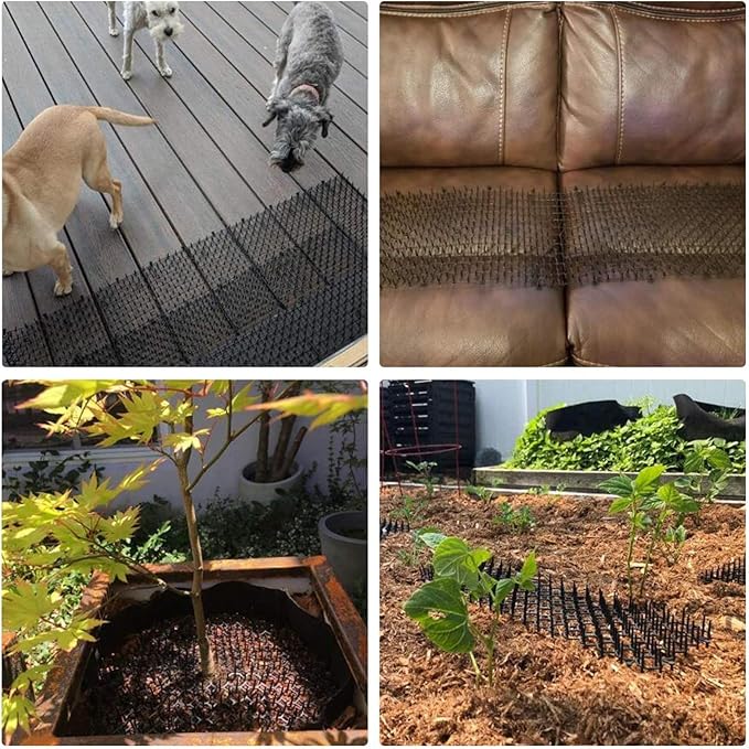 Cat Repellent Outdoor Scat Mat,6.5Ft Garden Cat Scat Spike Mat, Deterrent Scat Mats for Cats and Dogs,Cat Dog Animal Spikes Repellent Deterrent Mat for Garden, Fence