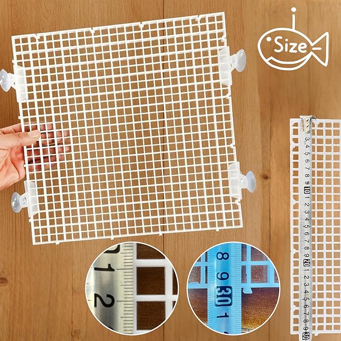 Adjustable Plastic Grid Panel for Fish Tank Divider, 11.8x11.8 Inch, 8pacs - Interlocking Design for Aquarium Separation, Reptile Basking and Plant Support(White)