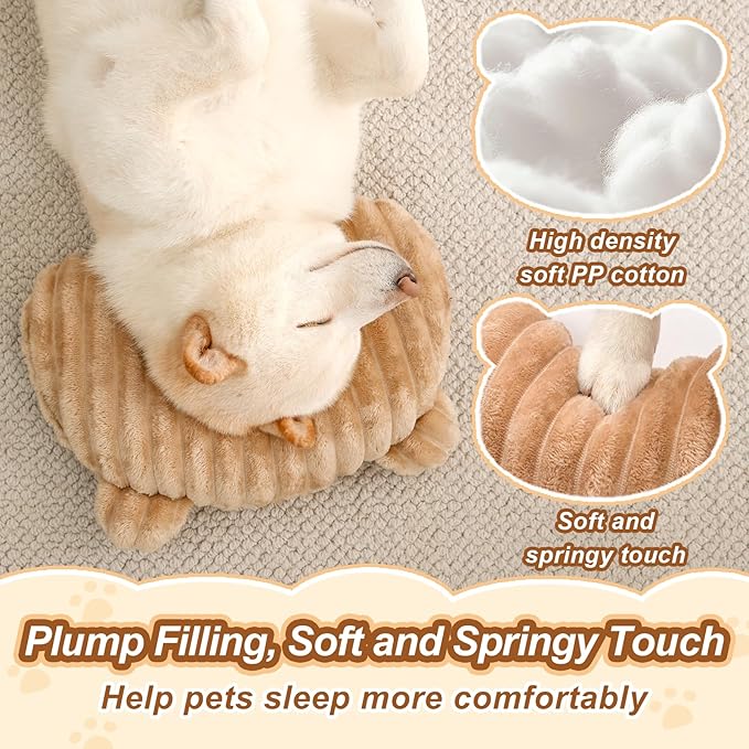 Jiupety Dog Calming Pillow, Soft and Neck-Friendly, Washable Pet Neck Pillows for Small Medium Large Dogs and Cats, 14" x 9", Coffee