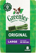 Greenies Veterinarian-Recommended Adult Natural Dental Dog Treats Large Size, Dog Dental Chews, Original Flavor, 12 oz. Pack, 8 Count