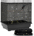 Shappy Large Bird Cage Cover Birdcage Nylon Mesh Net Cover Seed Feather Catcher Twinkle Star Universal Birdcage Cover Bird Seed Guard Skirt for Parakeet Macaw African Round Square Cage (Black, L)
