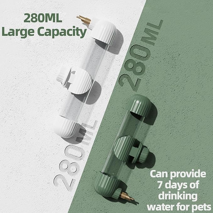 9.4 Fl Oz Bird Water Feeder No Mess Bird Cage Suspended Automatic Water Dispenser Parakeet Cockatiel Finch Lovebirds Budgies Canary (White, 9.4 fl oz (280ml))