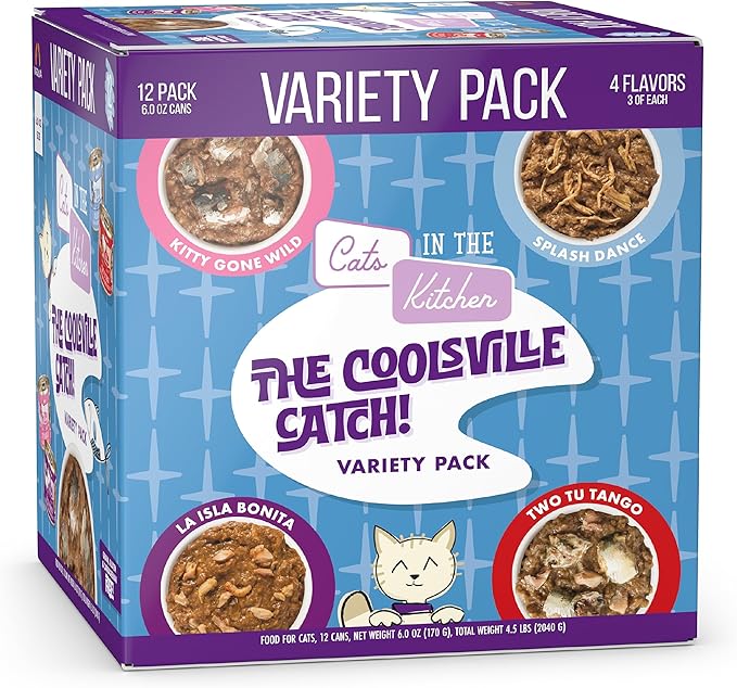 Weruva Cats in The Kitchen, The Coolsville Catch! Variety Pack, 6oz Can (Pack of 12)