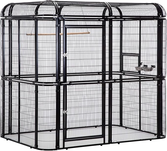 Large Walk-in Cages Heavy Duty Bird Cage Outdoor Aviary Parrot Macaw Conure Lovebird Pet House Finch Parakeet Cockatiel Macare Birdcages Black