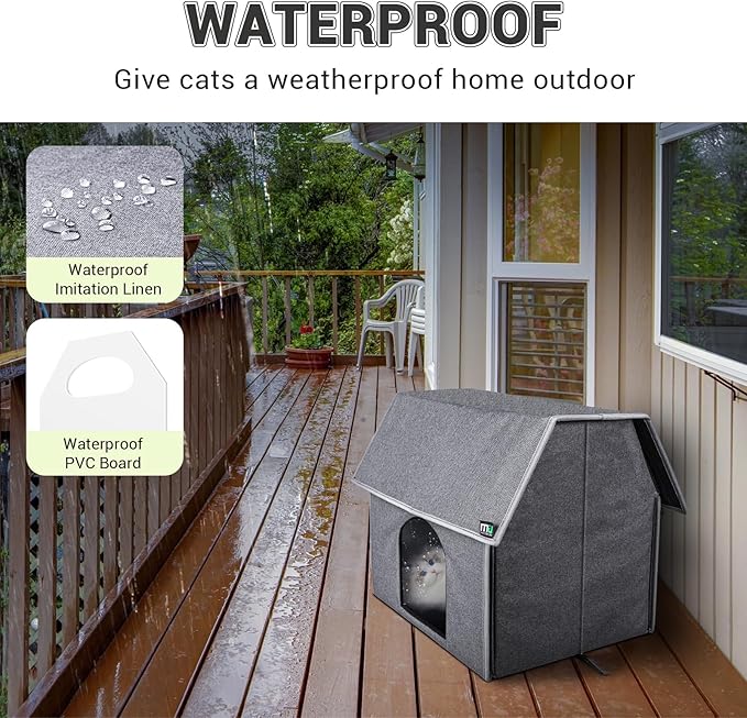 MIU Color Outdoor Cat House, Large Weatherproof Cat Houses for Outdoor Cats, Insulated Feral Cat Shelter with Removable Soft Mat, Easy to Assemble, 17.1" x 15" x 16.6" inch