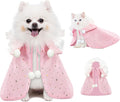 KOUPA Pet Wedding Costume for Cat Small Dogs, Sparkly Cat Clothes Tulle Cloak for Puppy Kitten, Halloween Dog Outfit Suit for Party Holiday Christmas, Pink
