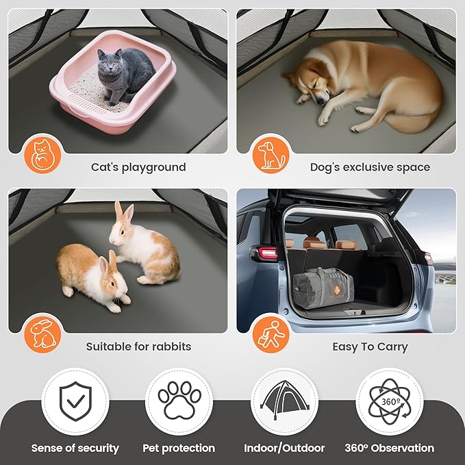 Portable Cat Tent, Removable Pet Playpen for Indoor and Outdoor Use of Puppy and Kitten Play Enclosure Houses