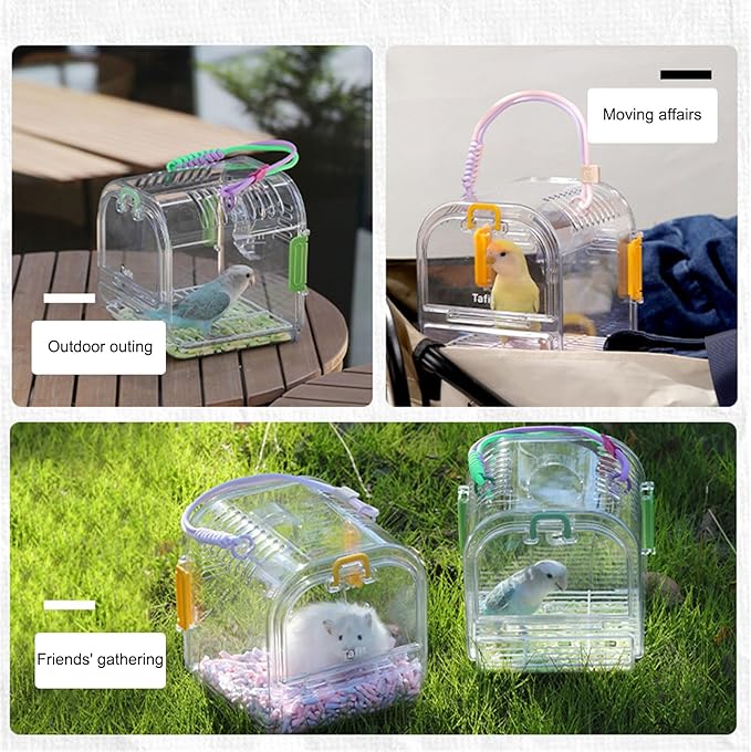 Light Weight Pet Carriers Transparents Portable Bird Cage with Removable Tray for Budgies and Small Birds Travel Cage with
