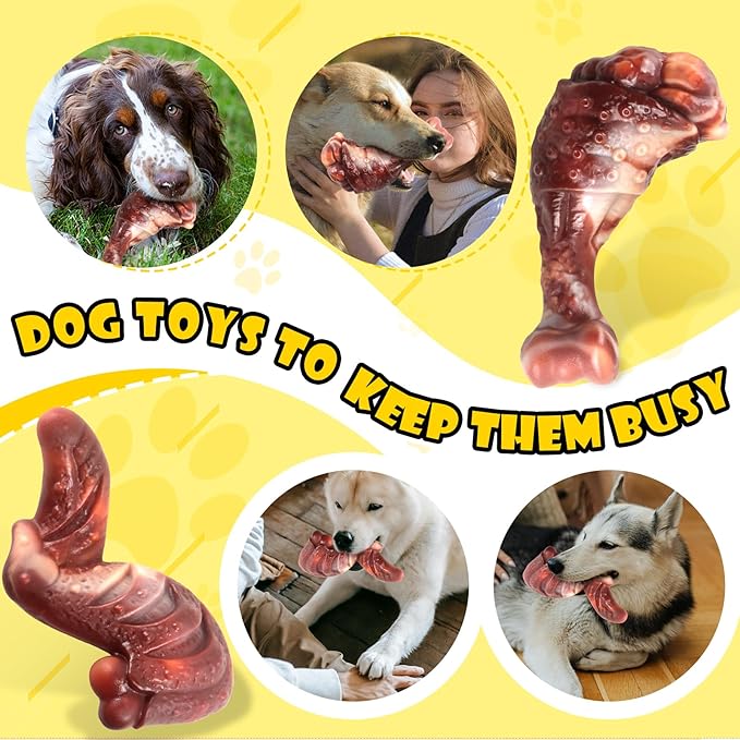 Dog Chew Toys for Aggressive Chewers: 2 Pack Indestructible &ToughToys for Aggressive Chewers-Dog Bones Nylon Toys for Small, Medium, Large Breeds-Super Chewer Toys to Keep Them Busy