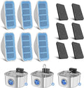 Voluas Replacement Cat Water Fountain Filters, 6 Filters and 6 Pre-Filter Sponges for 108oz/3.2L Stainless Steel Pet Water Fountain 309A/309B/309C