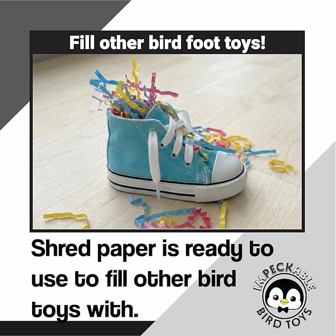 1654 Rainbow Shred Paper - Crinkle Paper Filler & Birdy Nesting Material. Colorful Shredding Toys for Birds, Parrots, Parakeets & Cockatiels. Safe Cage Accessories & Foraging Toys for Pets