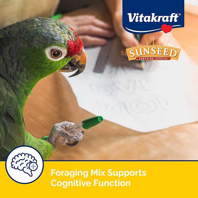 Vitakraft Sunseed Vita Prima Safflower Formula Parrot Food for Medium and Large Birds 4 lb. Bag with Seeds Grains Fruits and Veggies for Wholesome Daily Nutrition Your Parrot is Family