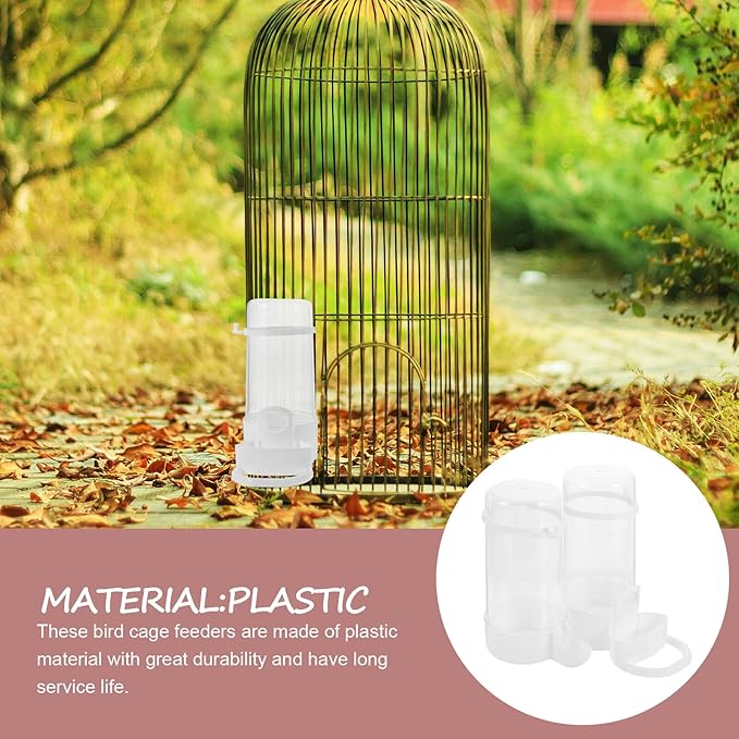 2pcs Parrot Cage Food and Water Dispensers Automatic Bird Feeder Watering Supplies for Cage Use