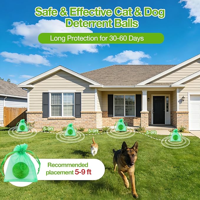 Cat Repellent Balls & Spray, Dog Repellent Outdoor & Indoor, Natural Peppermint Oil Cat & Dog Deterrent Spray 60ml, 12 Pack Natural Essential Oil Ball, Keep Cats Away from Yard, Furniture