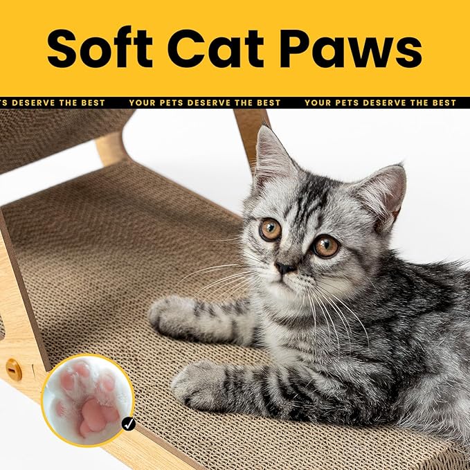 Cat Scratcher Cardboard with Wood Frame, 3-in-1 Vertical & Horizontal Scratching Pad, Reversible Cat Scratch Board, Durable Furniture Protector for Kittens & Small Cats