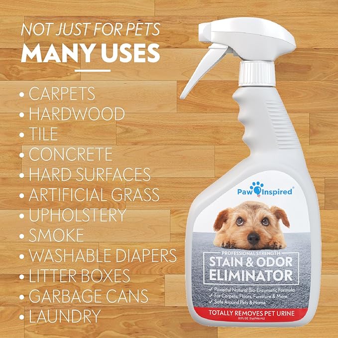 Paw Inspired Pet Enzyme Cleaner Spray | Enzymatic Cleaner for Dogs, Eliminates Dog Urine Smell | Enzymatic Cleaner for Cat Urine | Pet Odor Eliminator and Pet Stain Remover