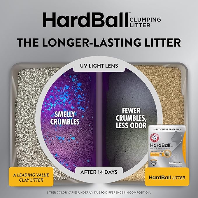ARM & Hammer Hardball Lightweight Platinum Multi-Cat Clumping Cat Litter Odor Control, Easy No-Mess Scooping, Garden Bloom Scent, 14.5 Lbs.