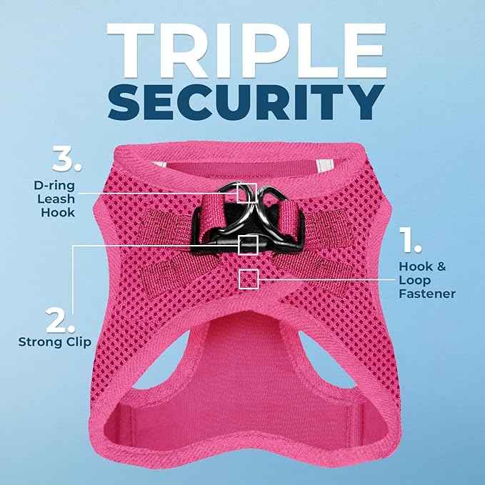 Best Pet Supplies Voyager Step-in Air Harness - All Weather Mesh, Reflective, No Pull Harness for Dogs, Cats - Secure with Hook & Loop Fastener, Buckle, Double D-Rings - Fuchsia, S