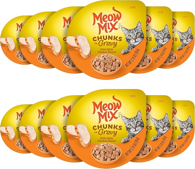 Meow Mix Chunks in Gravy Wet Cat Food, Chicken Breast, 2.75 Ounce (Pack of 12)