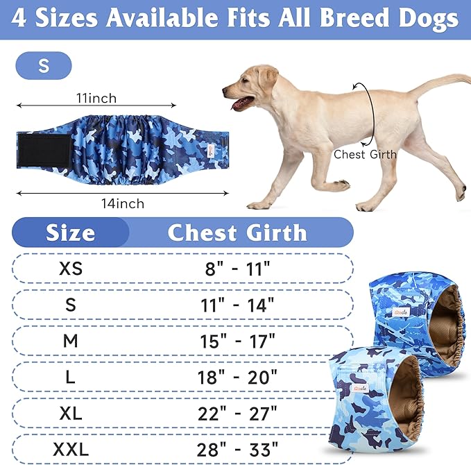 5 Pack Dog Diapers Male Reusable, Premium Belly Bands for Male Dogs, High Absorbing Male Dog Pee Wraps for Doggie in Incontinence or Excitable Urination and Training Camouflage Pattern XXL