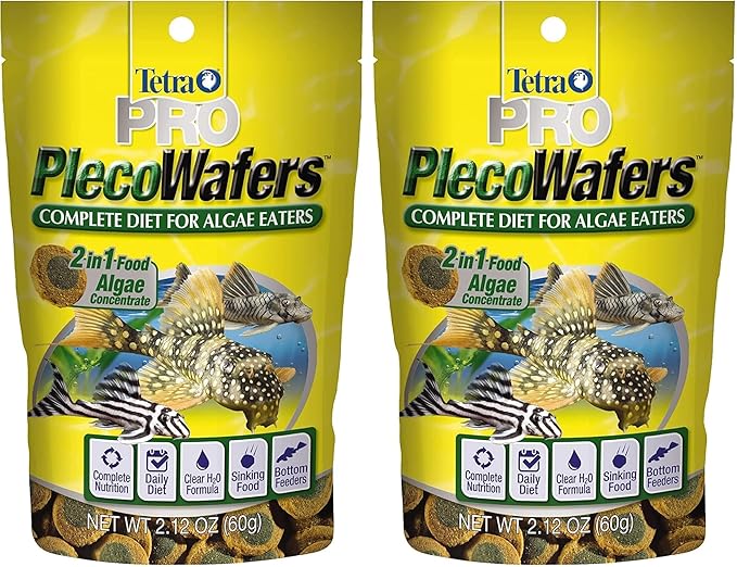 Tetra PRO PlecoWafers 2.12 Ounces,Nutritionally Balanced Vegetarian Fish Food,Concentrated Algae Center,Golds & Yellows,Model Number: 16447,(Pack of 2)